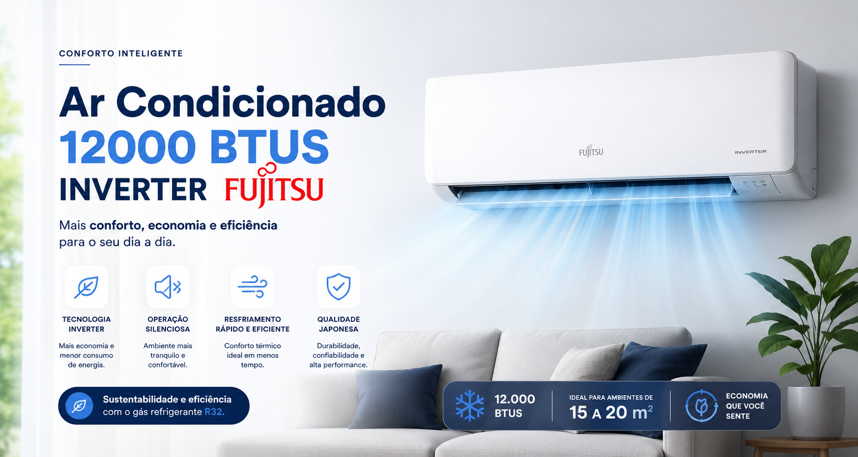 Ar condicionado 12000 btus inverter fujitsu